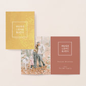 Carte Dorée Hugs Love and Joy | Noël en terre cuite moderne (Affichage)