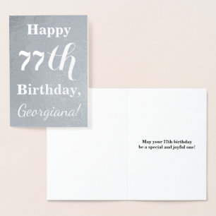 Carte Dorée Huile d'argent de base "HAPPY 77th BIRTHDAY" + Nom