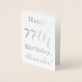 Carte Dorée Huile d'argent simple "HAPPY 77th BANTHDAY" + Nom (Devant)