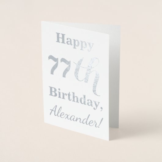 Carte Dorée Huile d'argent simple "HAPPY 77th BANTHDAY" + Nom (Devant)