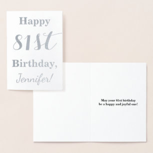 Carte Dorée Huile d'argent simple "HAPPY 81st BANTHDAY" + Nom