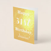 Carte Dorée Huile d'or de base "HAPPY 31st BIRTHDAY"; Nom pers (Devant)