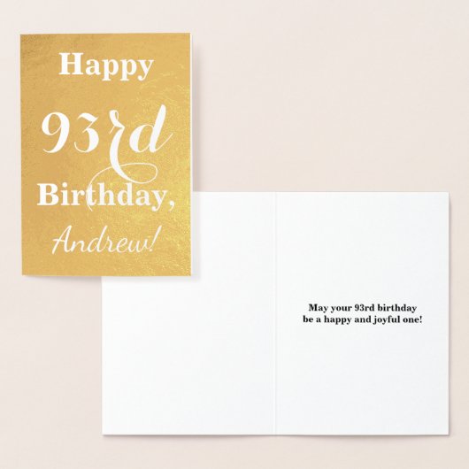 Carte Dorée Huile d'or de base "HAPPY 93rd BIRTHDAY"; Nom pers (Affichage)