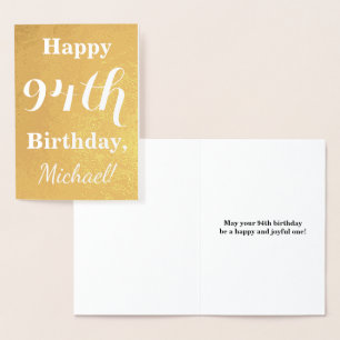 Carte Dorée Huile d'or de base "HAPPY 94th BIRTHDAY"; Nom pers