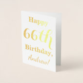 Carte Dorée Huile d'or simple "HAPPY 66th BIRTHDAY" + Nom (Devant)