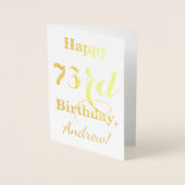 Carte Dorée Huile d'or simple "HAPPY 73rd BIRTHDAY" + Nom (Devant)