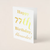 Carte Dorée Huile d'or simple "HAPPY 77th BIRTHDAY" + Nom (Devant)