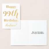 Carte Dorée Huile d'or simple "HAPPY 99th BIRTHDAY" + Nom (Affichage)