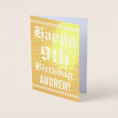 Carte Dorée Huile d'or traditionnelle 9e anniversaire avec nom (Devant)