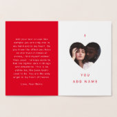 Carte Dorée I Love You Luxury Photo Text Valentines (Intérieur)