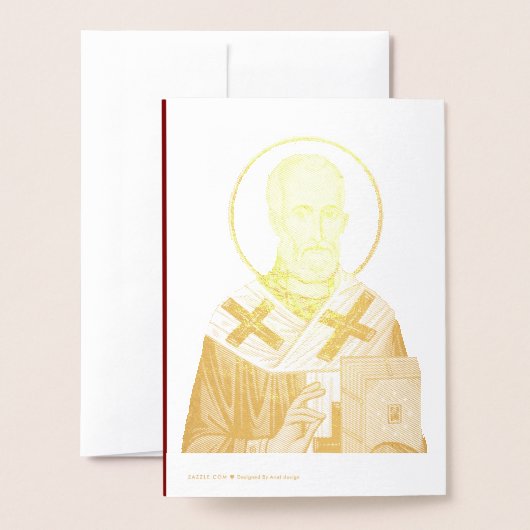 Carte Dorée Icône orthodoxe Saint Nicolas 04 (Derrière avec enveloppe)