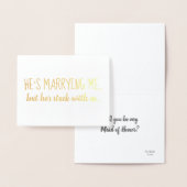 Carte Dorée Il est coincé avec nous | Épouse ou femme d'honneu (Affichage)