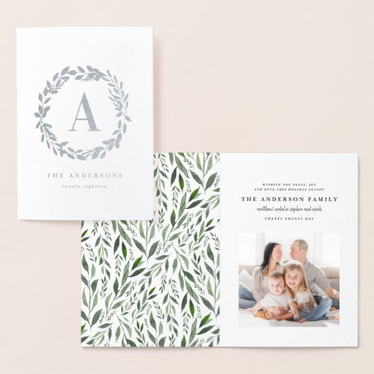 Carte Dorée Initiale/monogramme de photo de guirlande (Affichage)