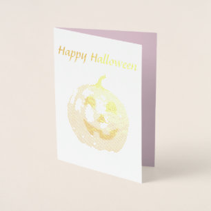 Carte Dorée Jack-o'-lantern citrouille rose pour Halloween