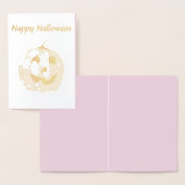 Carte Dorée Jack-o'-lantern citrouille rose pour Halloween (Affichage)
