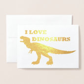 Carte Dorée J'Aime Les Dinosaures ! (Devant avec enveloppe)