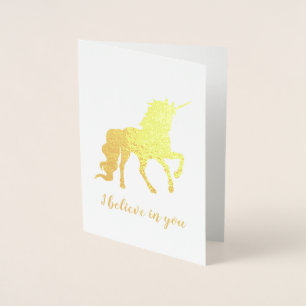 Carte Dorée Je crois en vous Unicorn Gold