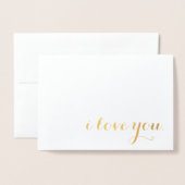 Carte Dorée je t'aime feuille d'or (Devant avec enveloppe)