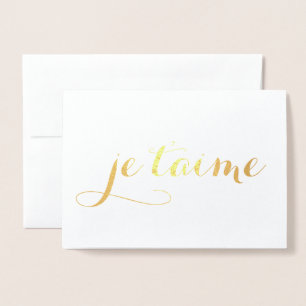 Carte Dorée je t'aime feuille d'or