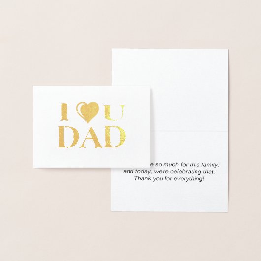 Carte Dorée Je t'aime papa (Affichage)