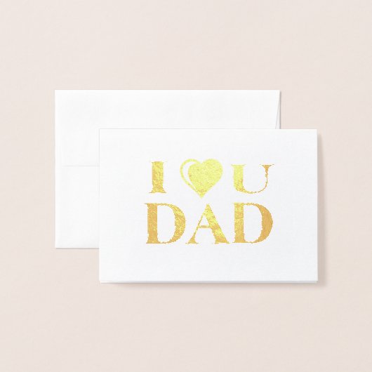 Carte Dorée Je t'aime papa (Devant avec enveloppe)