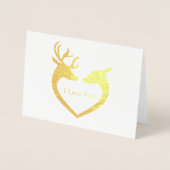 Carte Dorée Je t'aime Renne en feuille (Devant)
