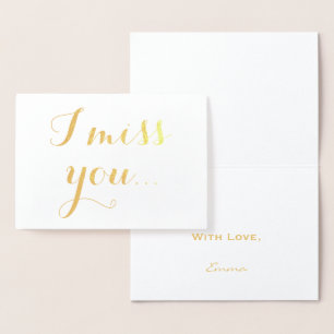 Carte Dorée Je Vous Manque Gold Foil Élégante Typographie