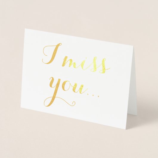 Carte Dorée Je Vous Manque Gold Foil Élégante Typographie (Devant)