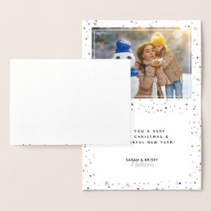 Carte Dorée JERY Script + Photo Couleur Correspondant Neige + 