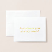 Carte Dorée Jésus t'aime tellement ! (Devant avec enveloppe)