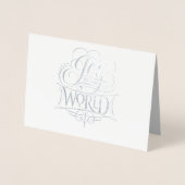 Carte Dorée Joie au Monde Céleste Silver Foil Noël (Devant)
