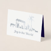 Carte Dorée Joie au monde. Scène Nativité Luxe (Devant)