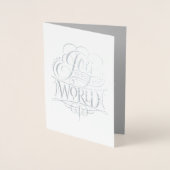 Carte Dorée Joie au monde Silver Foil Calligraphie de Noël (Devant)