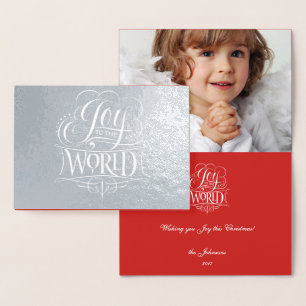 Carte Dorée Joie au monde Véritable Foil Argent Noël