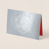 Carte Dorée Joie au monde Véritable Foil Argent Noël (Devant)