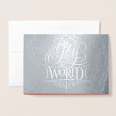 Carte Dorée Joie au monde Véritable Foil Argent Noël (Devant avec enveloppe)