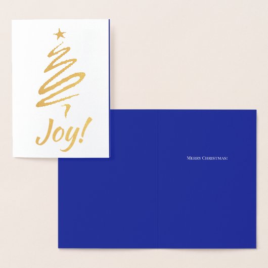 Carte Dorée Joie ! Joyeux Noël Noël Arbre Bleu Vos Paroles (Affichage)