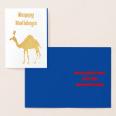 Carte Dorée Joli Camel de Noël personnalisé (Affichage)