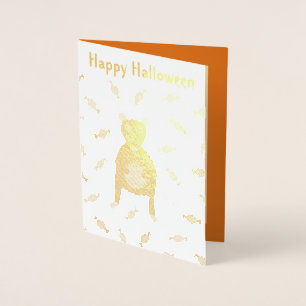 Carte Dorée Joli rat et citrouille personnalisés pour Hallowee