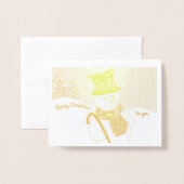 Carte Dorée Jolly Snowman (Devant avec enveloppe)