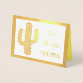 Carte Dorée Jour des morts Happy Cactus Personnalisé (Devant)