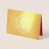 Carte Dorée Joy to the World - Calligraphie religieuse de Noël (Devant)