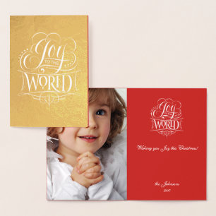 Carte Dorée Joy to the World Gold Foil Lettering Noël