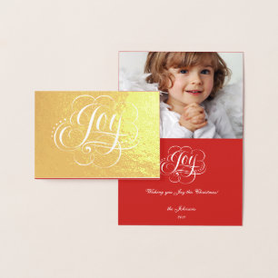 Carte Dorée Joy to the World Gold Foil Luxury Photo Noël