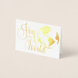 Carte Dorée Joy to the World Handlettered Christmas Foil Card