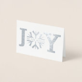 Carte Dorée Joy to the world snowflake moderne Noël argent (Devant)