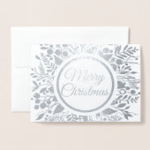 Carte Dorée Joyeuse couronne de Noël Floral (Devant avec enveloppe)