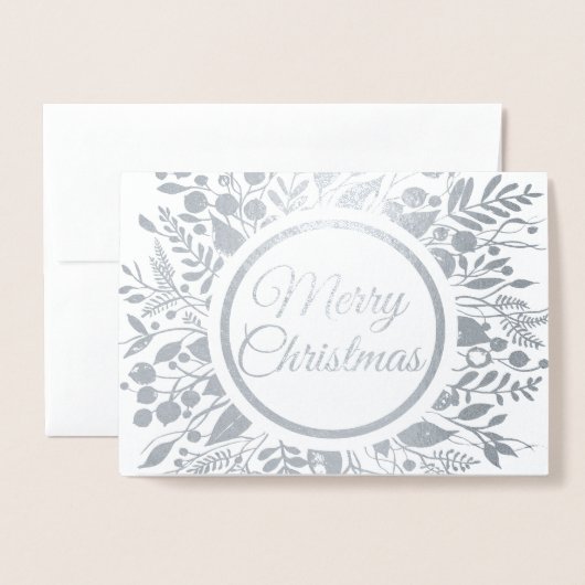 Carte Dorée Joyeuse couronne de Noël Floral (Devant avec enveloppe)