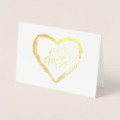 Carte Dorée Joyeuse fête des mères Texte, coeur d'or (Devant)