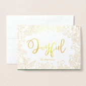 Carte Dorée Joyeuse Gold Winter Berries Green Christmas Photo (Devant avec enveloppe)